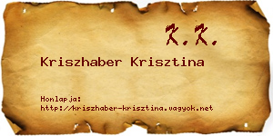 Kriszhaber Krisztina névjegykártya